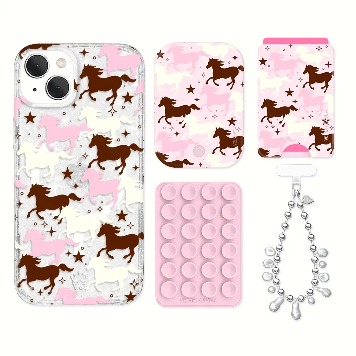 Pink Pony Glitter iPhone Bundle Set - Wallet - Image 5