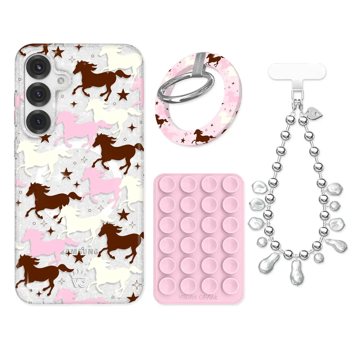 Pink Pony Glitter Samsung Bundle Set