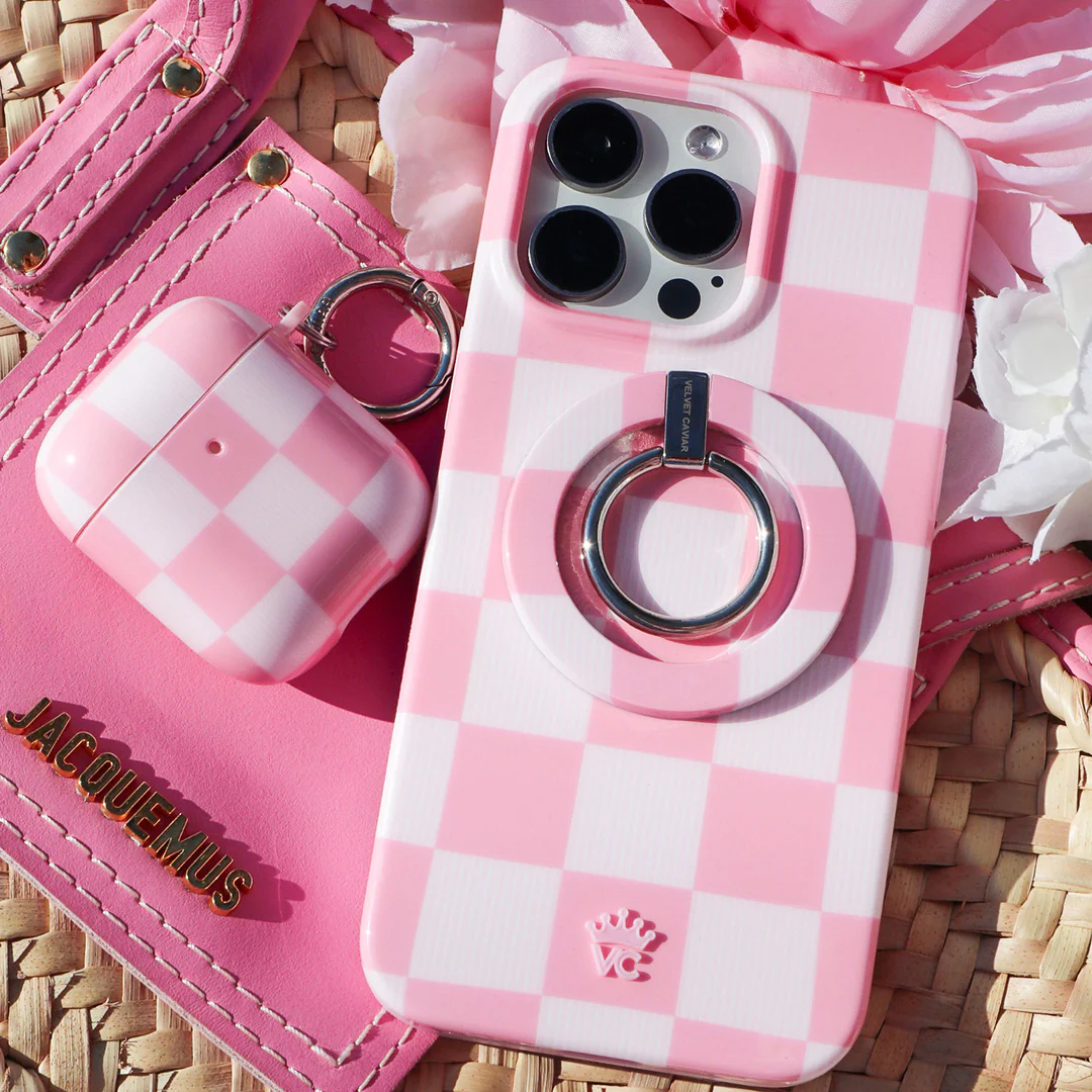 Pink Vibe Checkered AirPod Case - Image 7