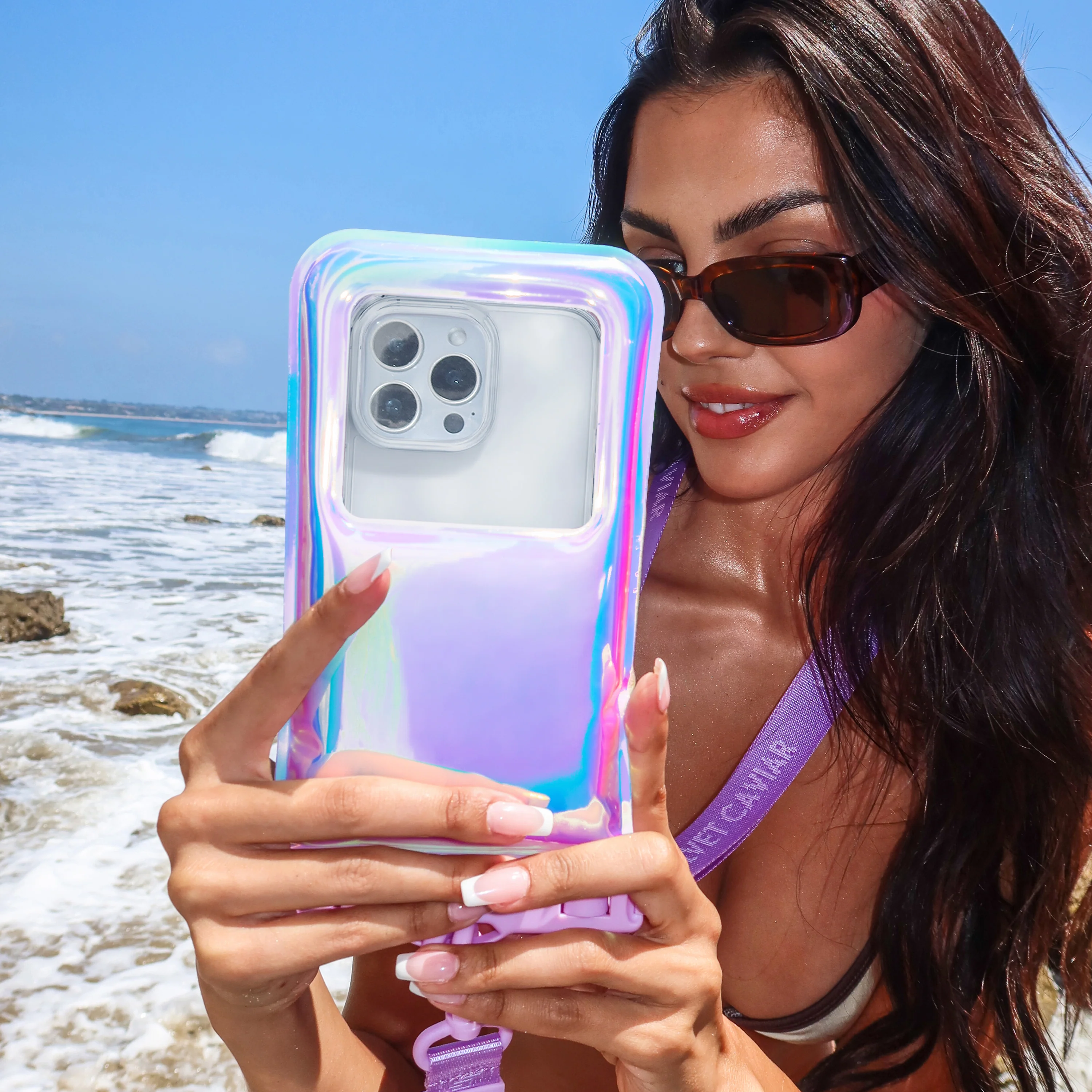 Lavender Holo Waterproof Floating Phone Pouch - Image 2