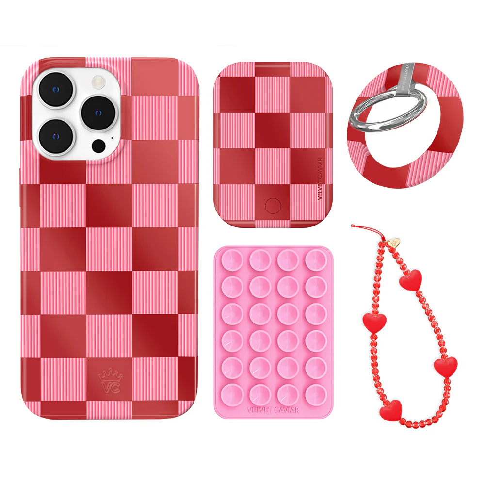 Rose Vibe Checkered iPhone Bundle Set - Grip - Image 3