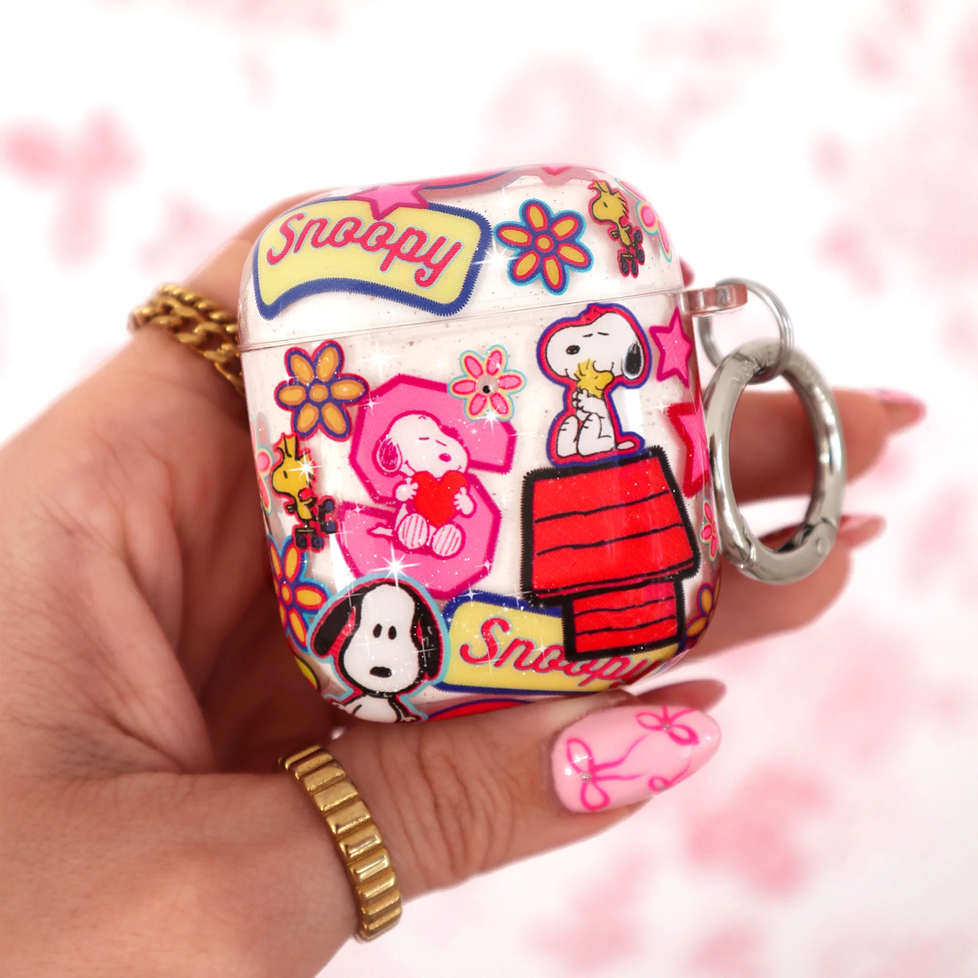 Snoopy Patchwork Glitter AirPod Case - Image 17