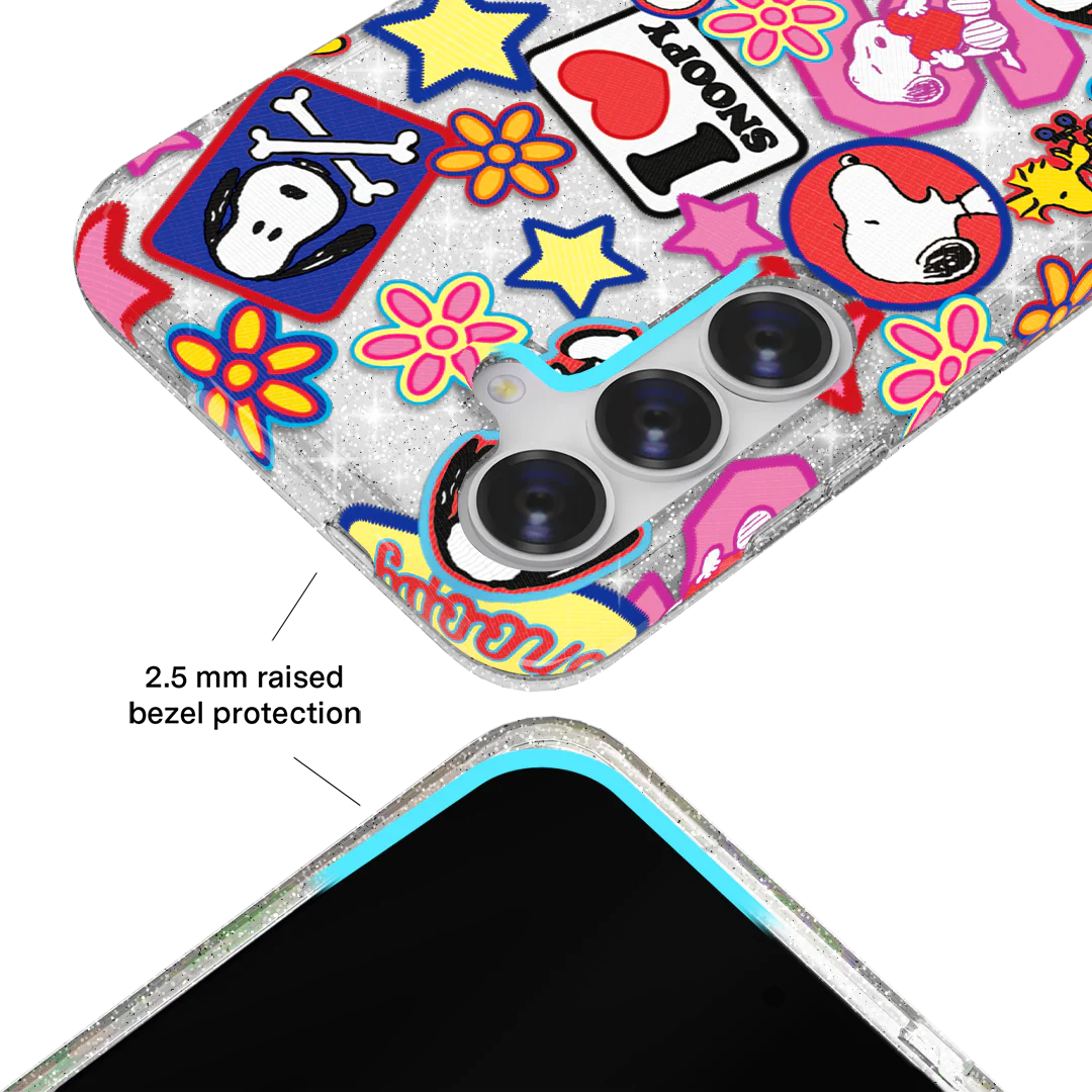 Snoopy Patchwork Glitter Samsung Case - Image 2