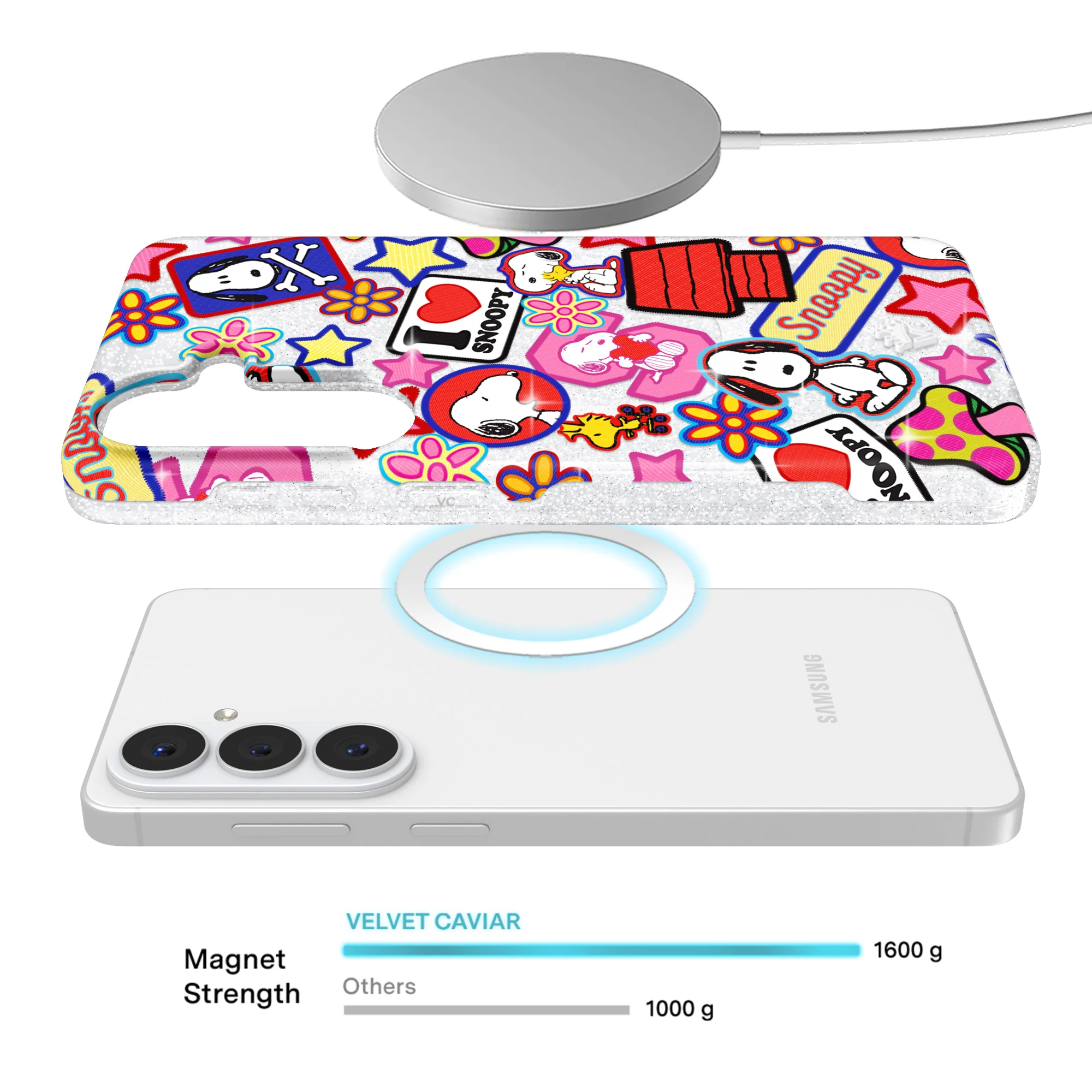 Snoopy Patchwork Glitter Samsung Case - Image 61