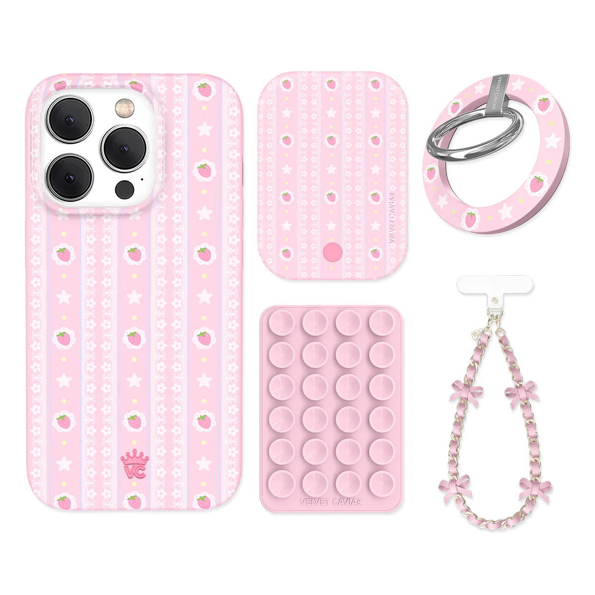 Strawberry Macaron iPhone Bundle Set - Grip - Image 7