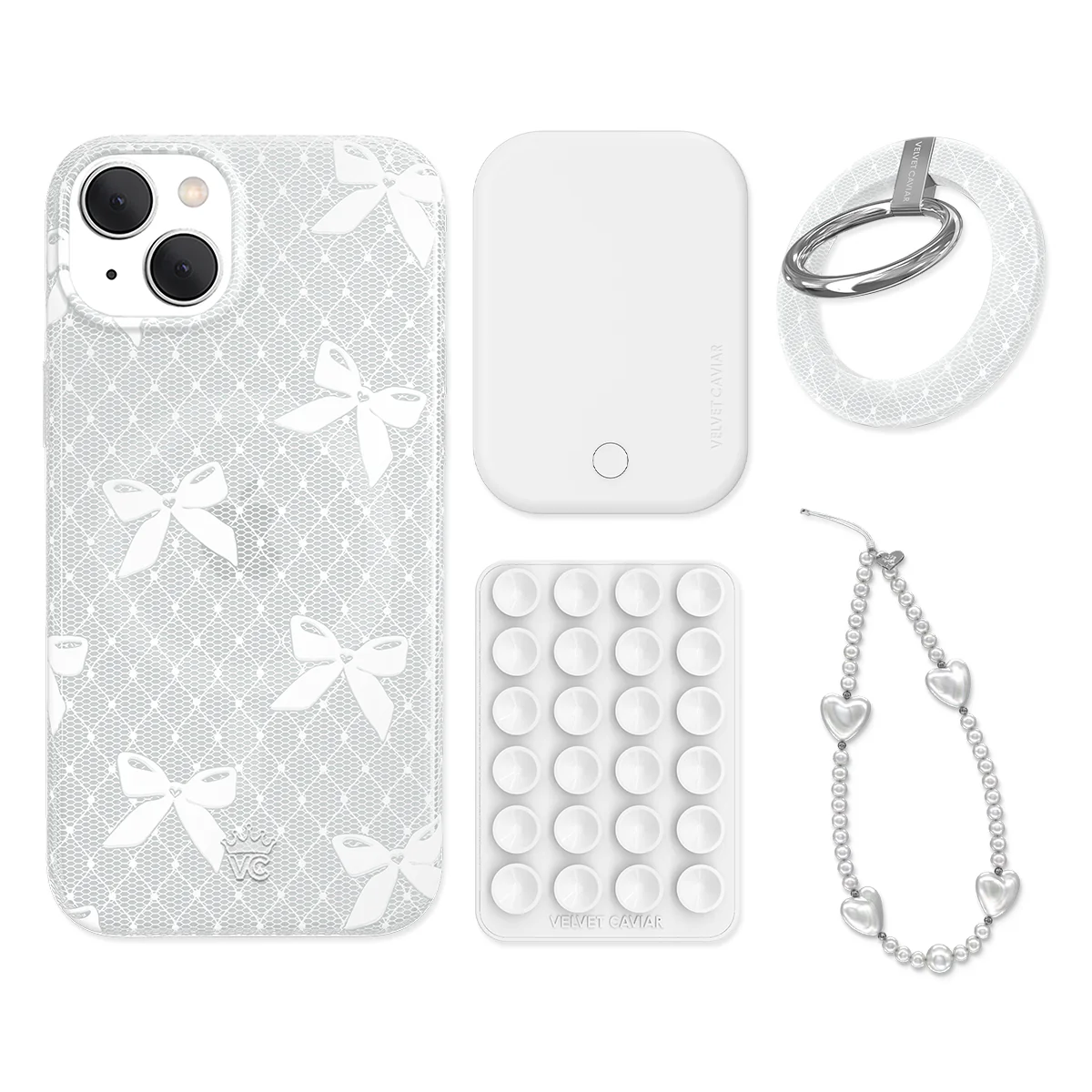 Vintage Lace Bows iPhone Bundle Set - Grip