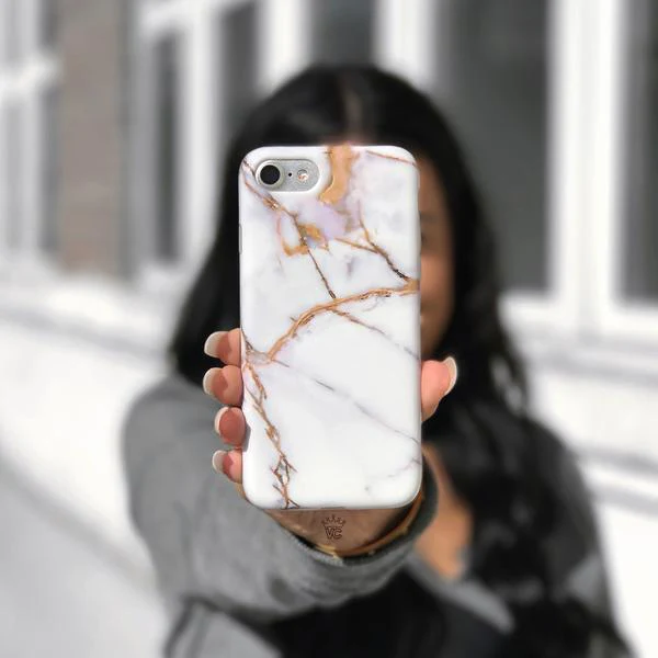 White & Gold Marble iPhone Case - Image 3