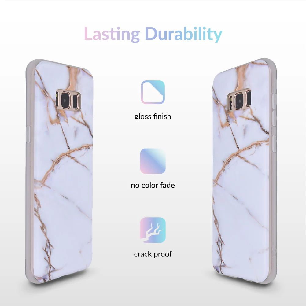 White & Gold Marble Samsung Case - Image 4